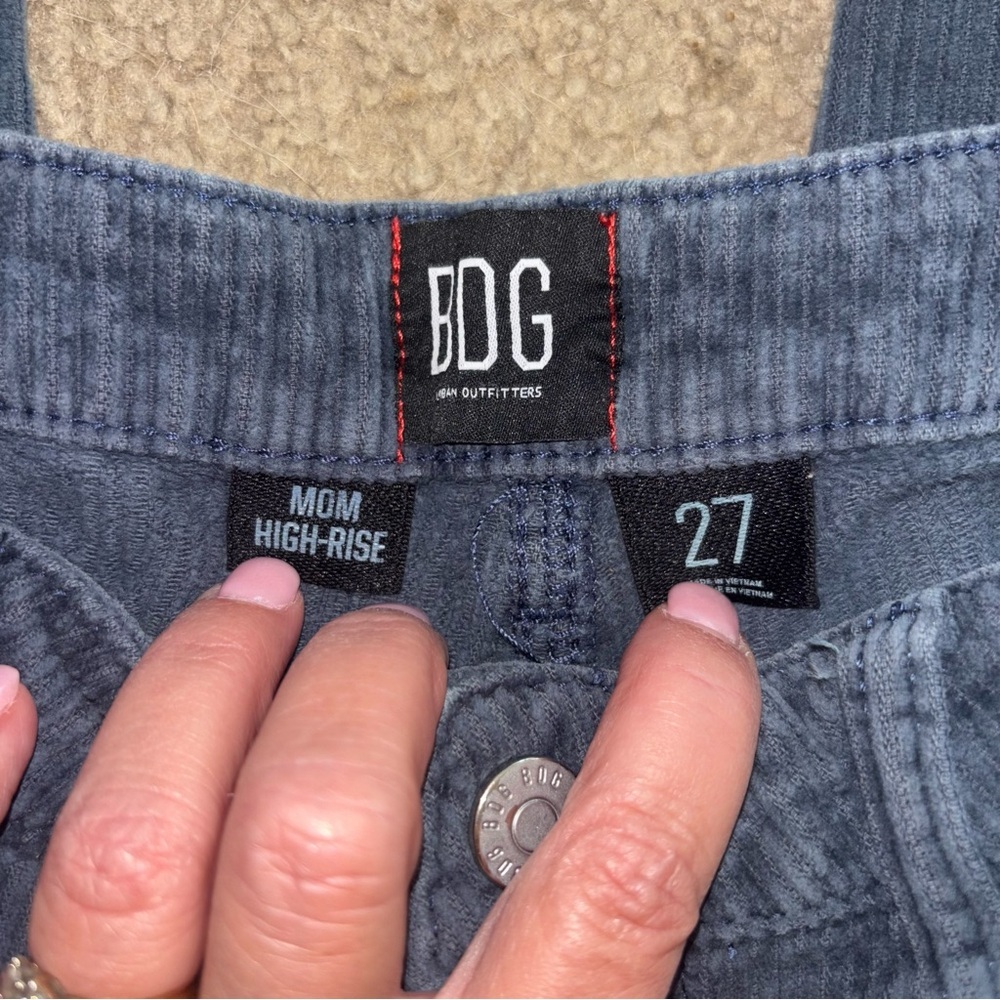 BDG Women's Dark gray blue  Corduroy Straight Leg pants mom high rise - Picture 2 of 3